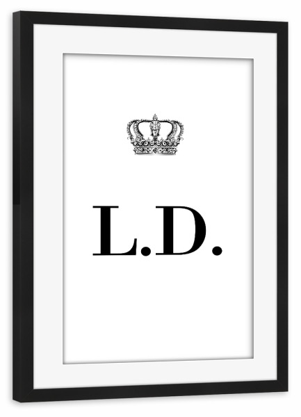 Poster mit Rahmen schwarz "King LD" artboxONE - Schwarzweiß,Buchstaben