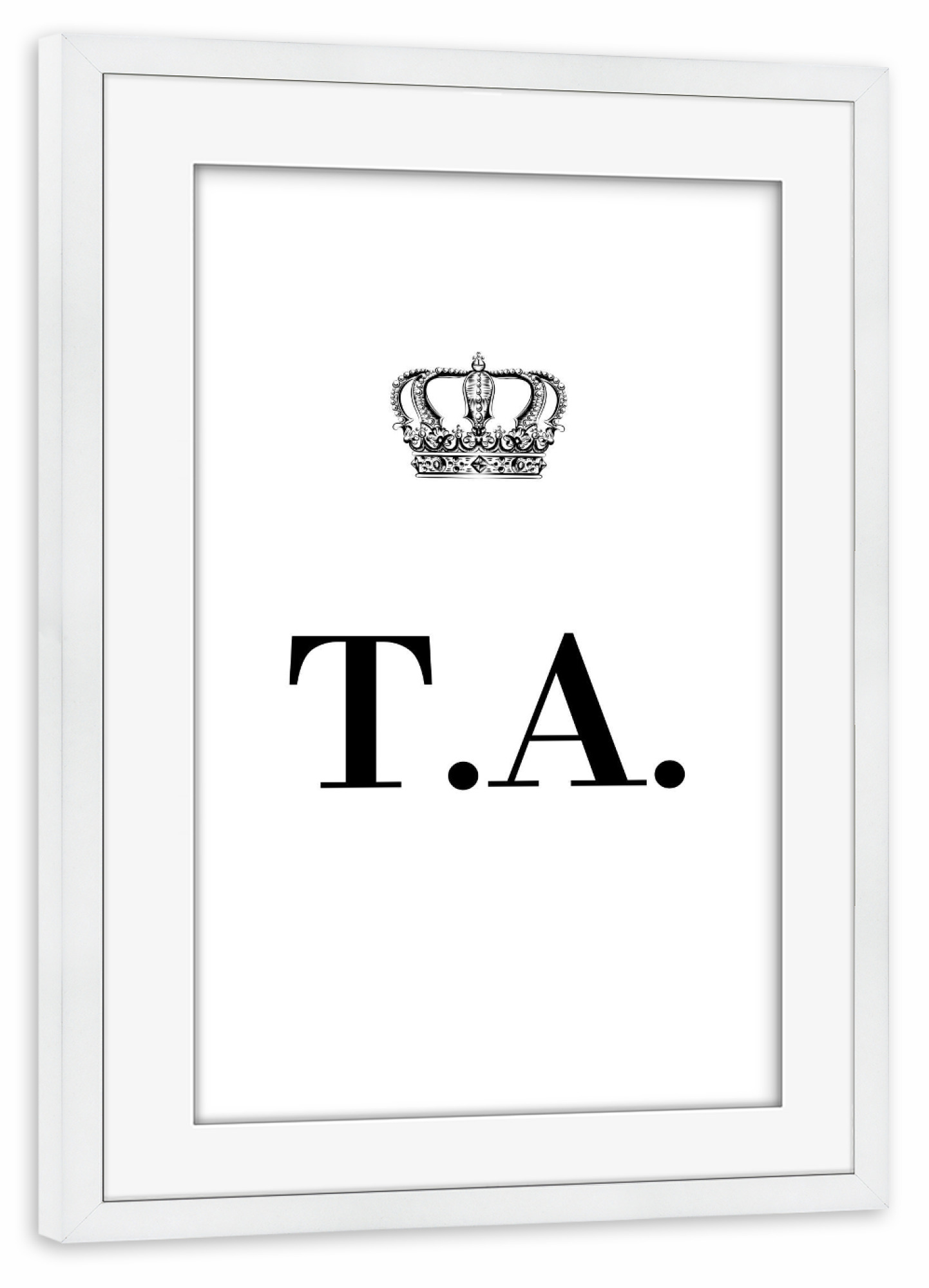 Poster mit Rahmen weiß "King TA" artboxONE - Schwarzweiß,Buchstaben