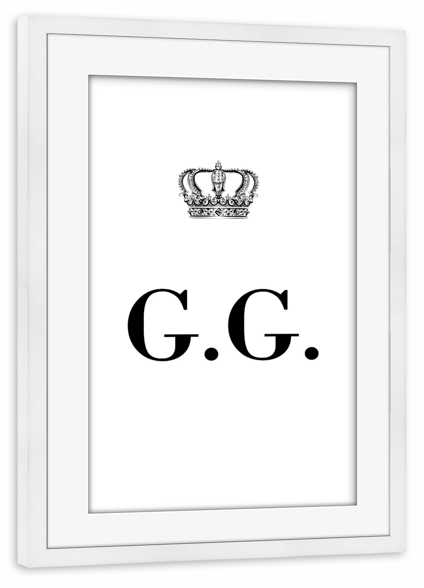 Poster mit Rahmen weiß "King GG" artboxONE - Schwarzweiß,Buchstaben