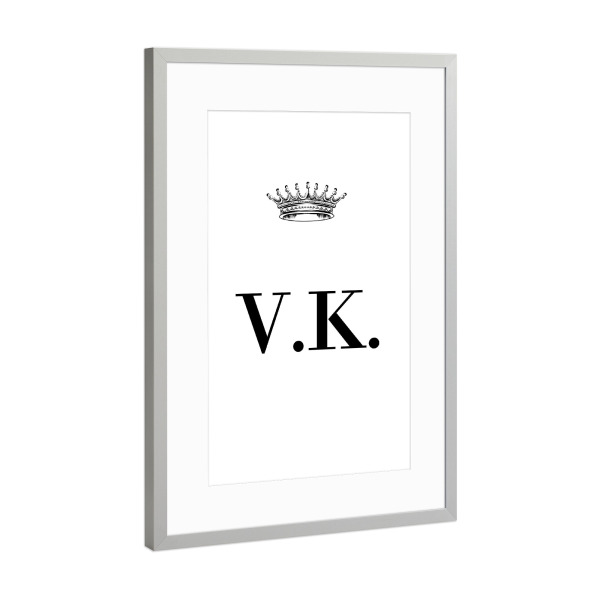 Poster mit Rahmen Silber "Queen VK" artboxONE - Schwarzweiß,Buchstaben