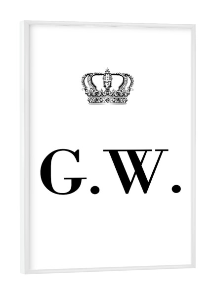 Poster mit weißem Rahmen "King GW" artboxONE - Schwarzweiß,Buchstaben
