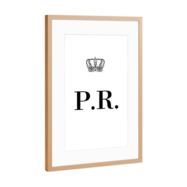 Poster mit Rahmen Kupfer "King PR" artboxONE - Schwarzweiß,Buchstaben