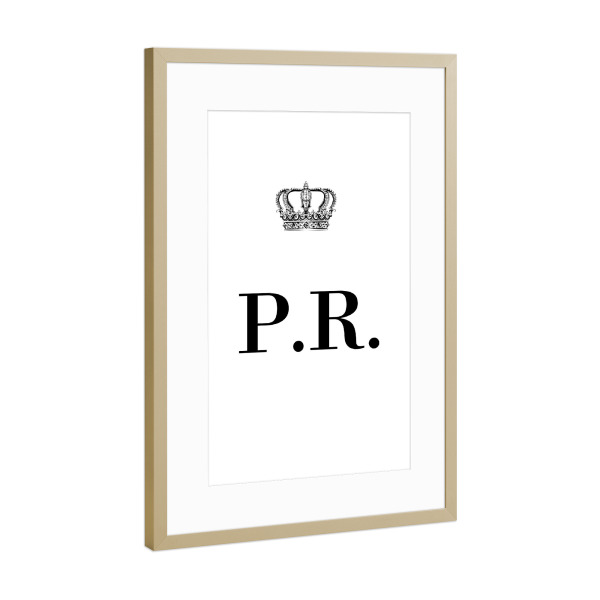 Poster mit Rahmen Gold "King PR" artboxONE - Schwarzweiß,Buchstaben