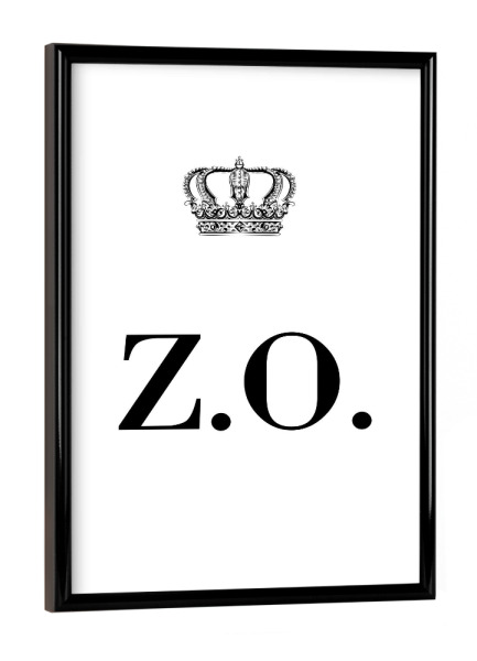 Poster mit schwarzem Rahmen "King ZO" artboxONE - Schwarzweiß,Buchstaben