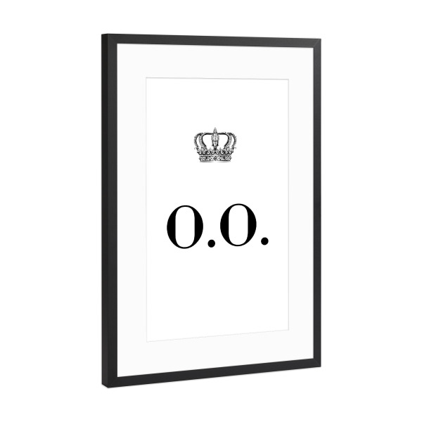 Poster mit Rahmen Schwarz (Metallic) "King OO" artboxONE - Schwarzweiß,Buchstaben