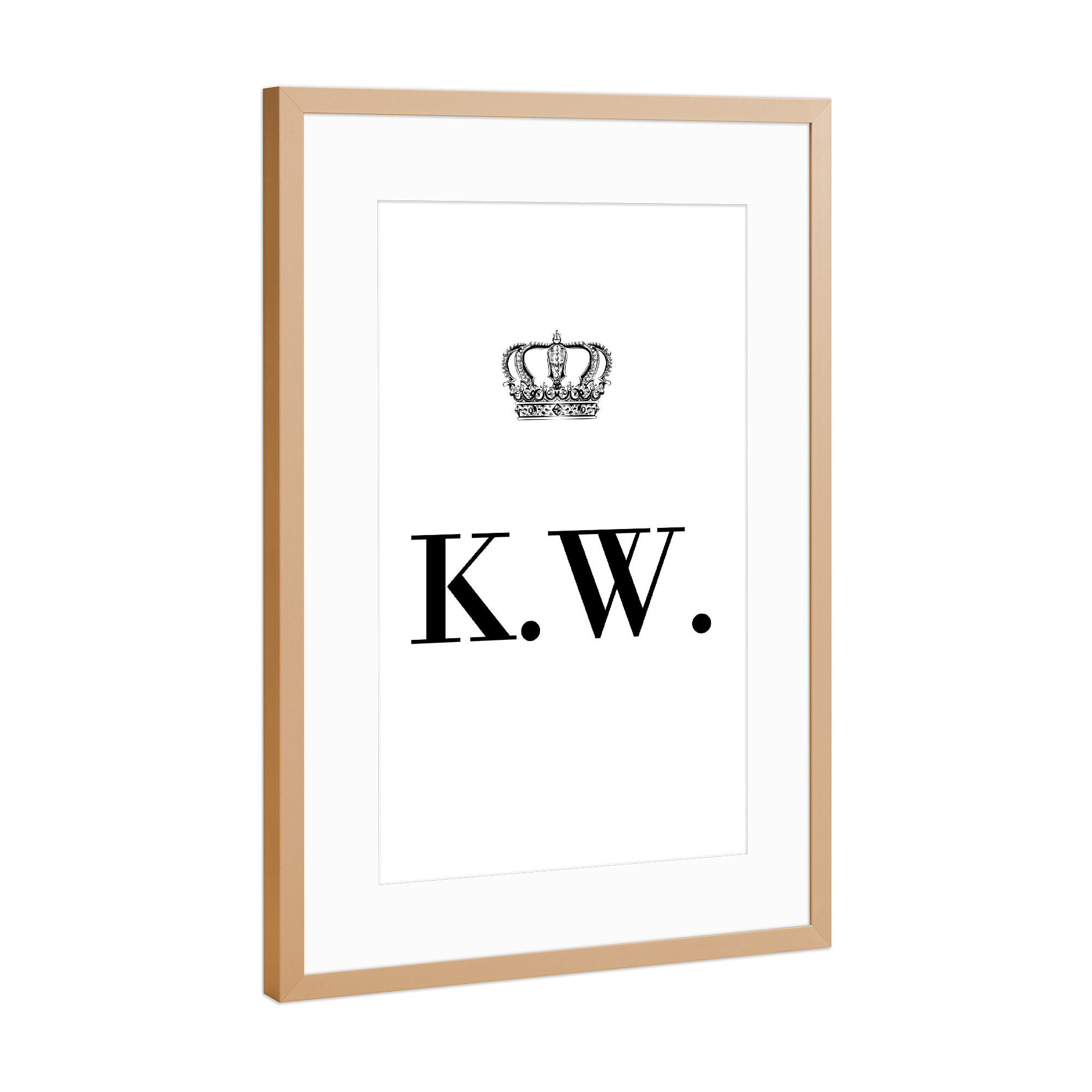 Poster mit Rahmen Kupfer "King KW" artboxONE - Schwarzweiß,Buchstaben