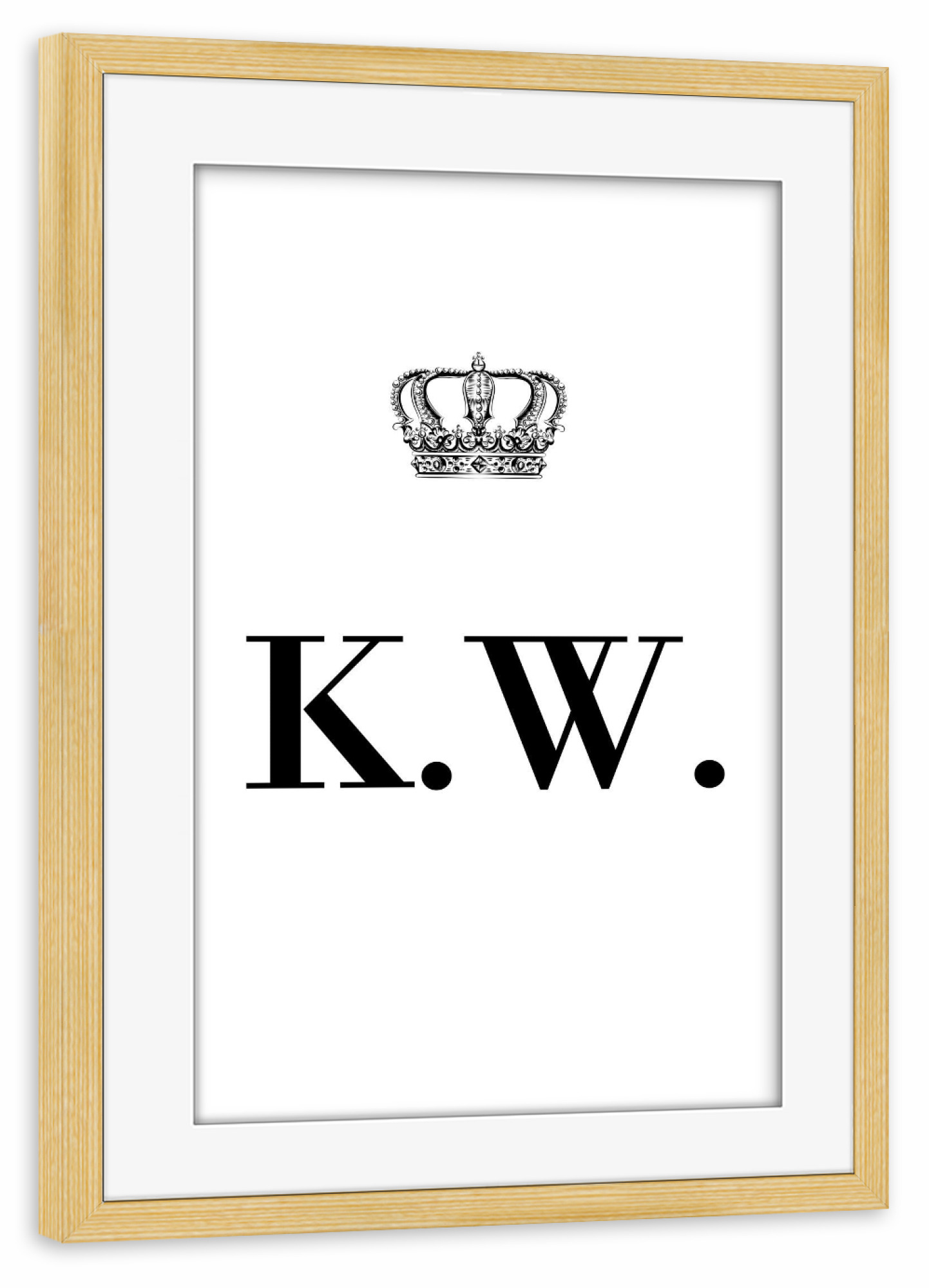 Poster mit Rahmen kiefer "King KW" artboxONE - Schwarzweiß,Buchstaben