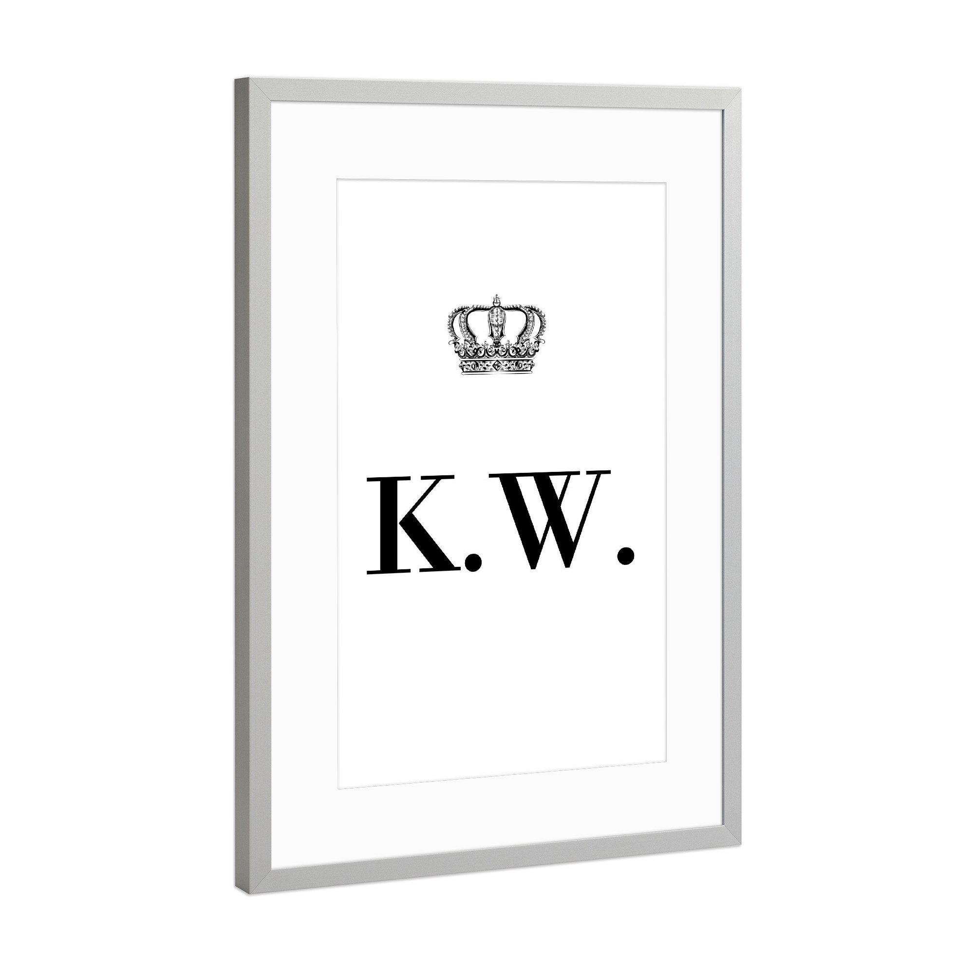 Poster mit Rahmen Silber "King KW" artboxONE - Schwarzweiß,Buchstaben