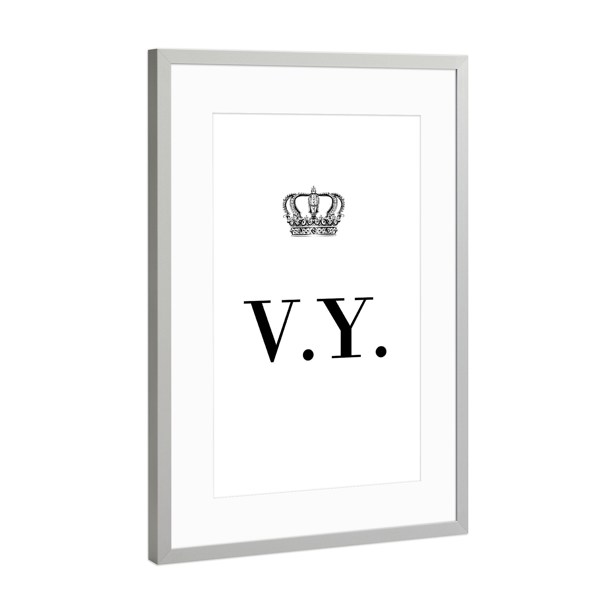 Poster mit Rahmen Silber "King VY" artboxONE - Schwarzweiß,Buchstaben