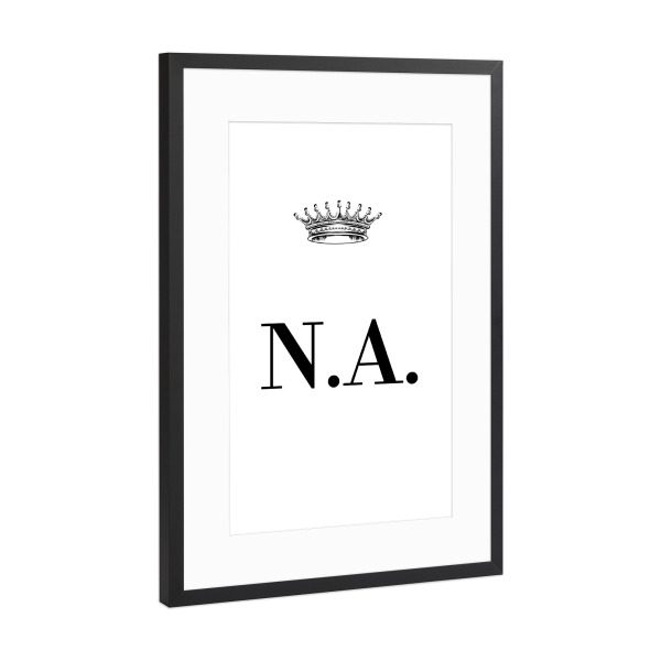 Poster mit Rahmen Schwarz (Metallic) "Queen NA" artboxONE - Schwarzweiß,Buchstaben