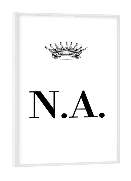 Poster mit weißem Rahmen "Queen NA" artboxONE - Schwarzweiß,Buchstaben