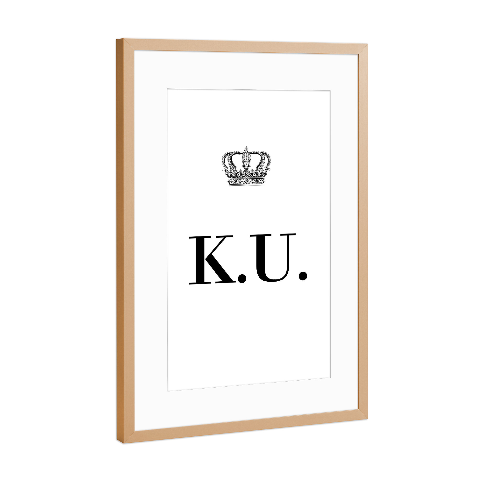 Poster mit Rahmen Kupfer "King KU" artboxONE - Schwarzweiß,Buchstaben