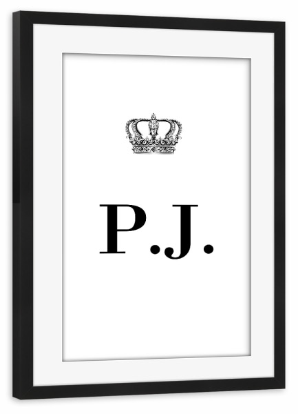 Poster mit Rahmen schwarz "King PJ" artboxONE - Schwarzweiß,Buchstaben