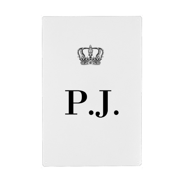 Metall Poster "King PJ" artboxONE - Schwarzweiß,Buchstaben