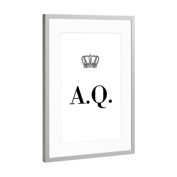 Poster mit Rahmen Silber "King AQ" artboxONE - Schwarzweiß,Buchstaben