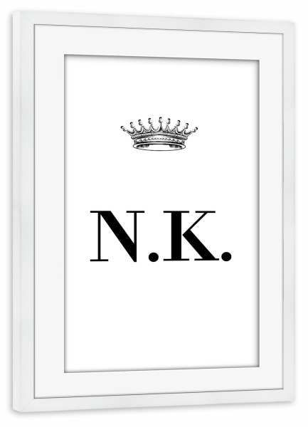 Poster mit Rahmen weiß "Queen NK" artboxONE - Schwarzweiß,Buchstaben