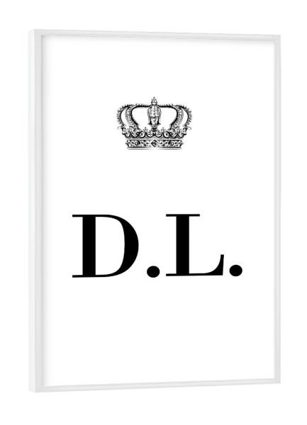 Poster mit weißem Rahmen "King DL" artboxONE - Schwarzweiß,Buchstaben