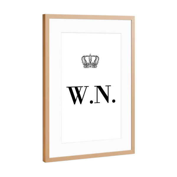 Poster mit Rahmen Kupfer "King WN" artboxONE - Schwarzweiß,Buchstaben
