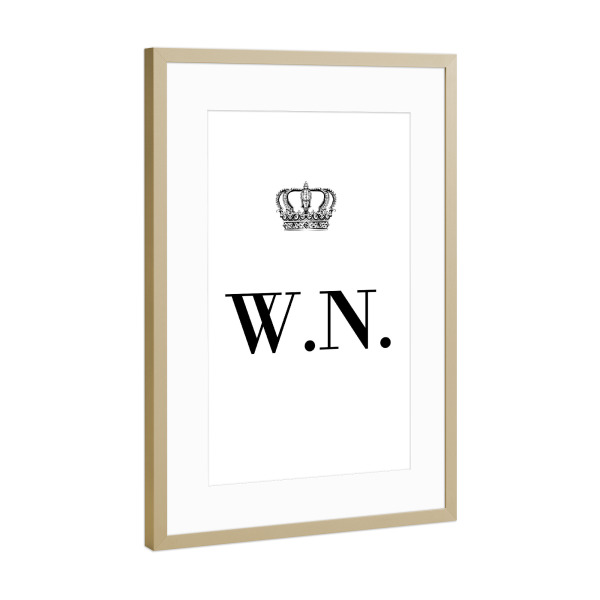 Poster mit Rahmen Gold "King WN" artboxONE - Schwarzweiß,Buchstaben