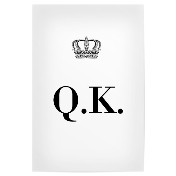 Poster 30x20 cm "King QK" artboxONE - Schwarzweiß,Buchstaben