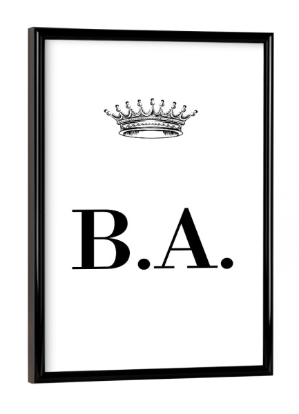 Poster mit schwarzem Rahmen "Queen BA" artboxONE - Schwarzweiß,Buchstaben