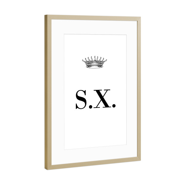 Poster mit Rahmen Gold "Queen SX" artboxONE - Schwarzweiß,Buchstaben