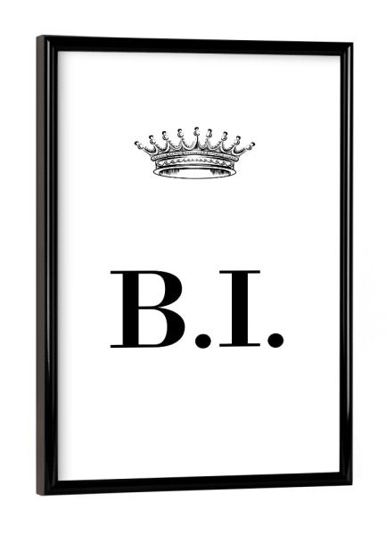 Poster mit schwarzem Rahmen "Queen BI" artboxONE - Schwarzweiß,Buchstaben