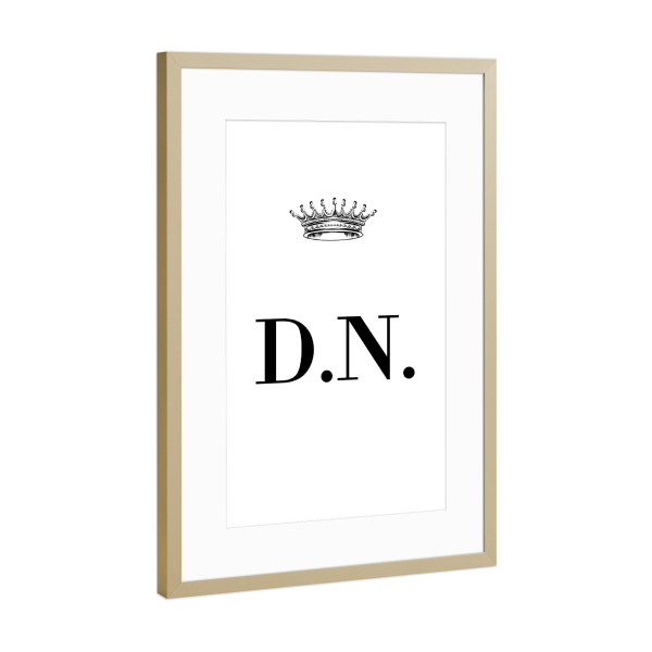 Poster mit Rahmen Gold "Queen DN" artboxONE - Schwarzweiß,Buchstaben