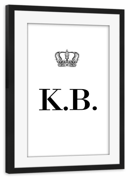 Poster mit Rahmen schwarz "King KB" artboxONE - Schwarzweiß,Buchstaben