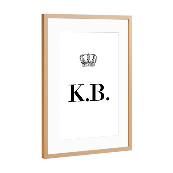 Poster mit Rahmen Kupfer "King KB" artboxONE - Schwarzweiß,Buchstaben