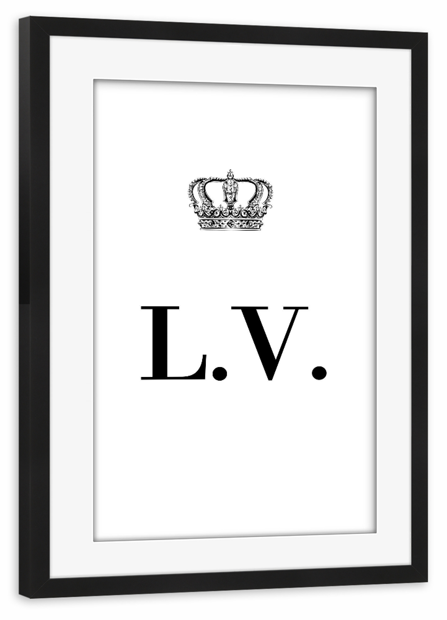 Poster mit Rahmen schwarz "King LV" artboxONE - Schwarzweiß,Buchstaben