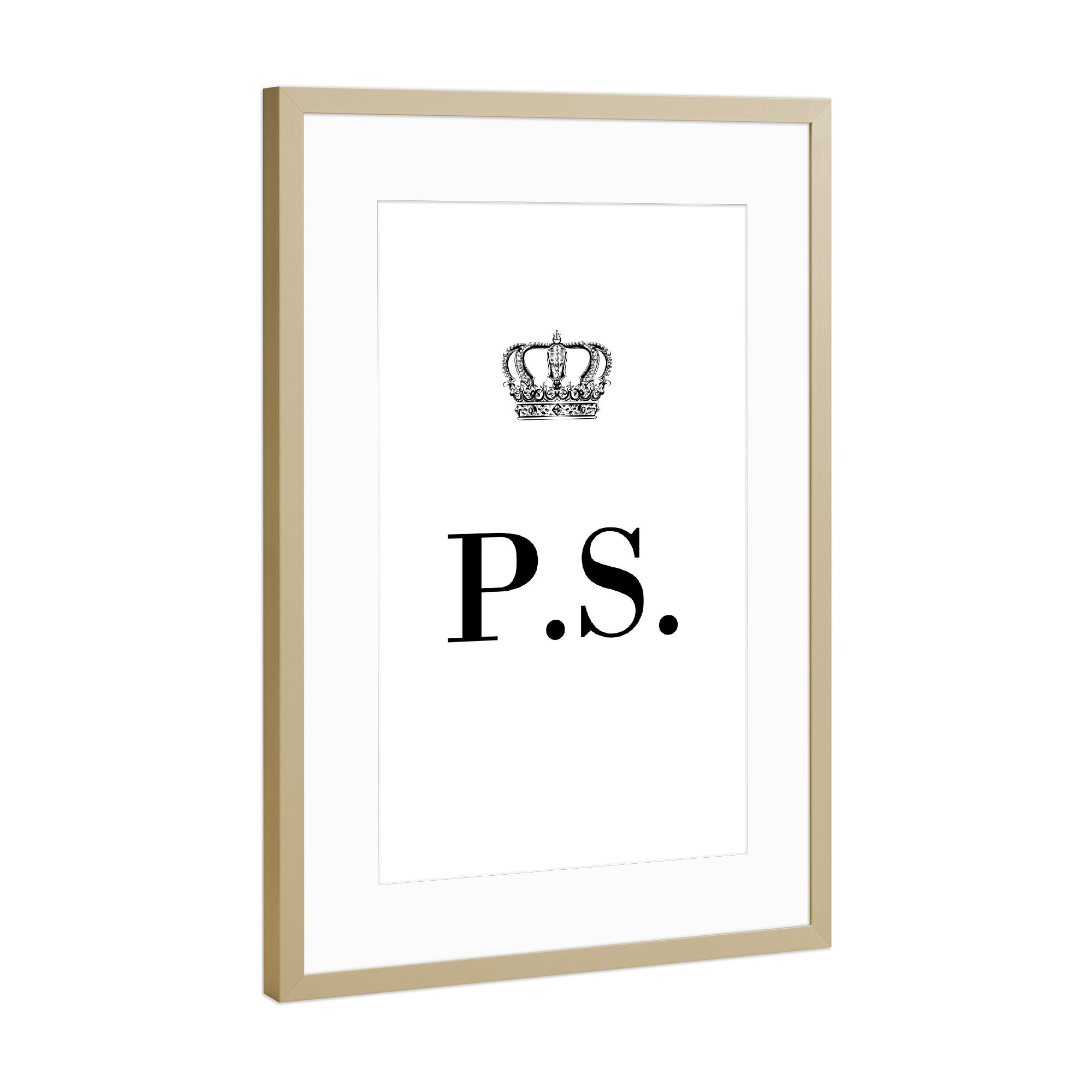 Poster mit Rahmen Gold "King PS" artboxONE - Schwarzweiß,Buchstaben