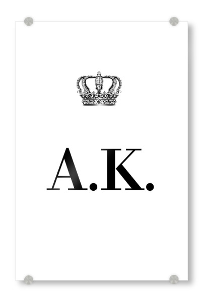 Acrylglasbild "King AK" artboxONE - Schwarzweiß,Buchstaben