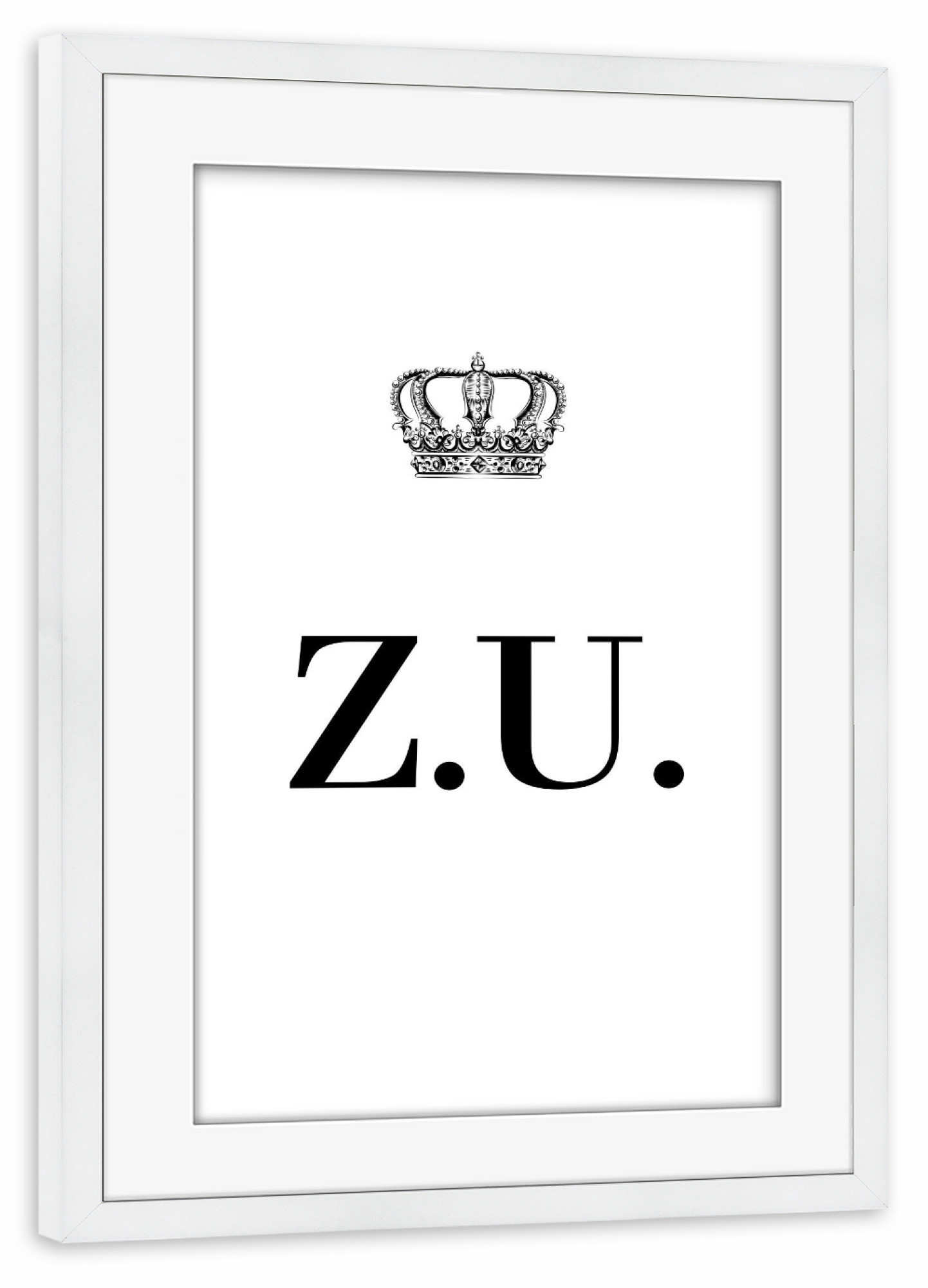 Poster mit Rahmen weiß "King ZU" artboxONE - Schwarzweiß,Buchstaben