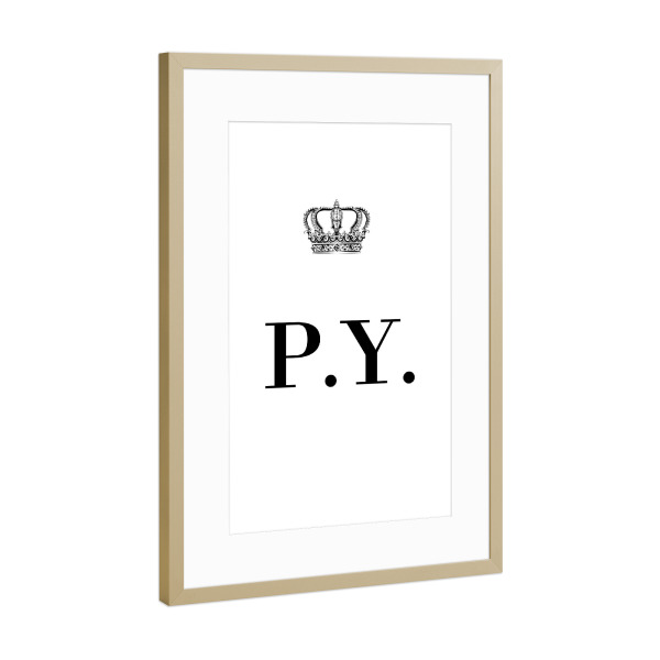 Poster mit Rahmen Gold "King PY" artboxONE - Schwarzweiß,Buchstaben