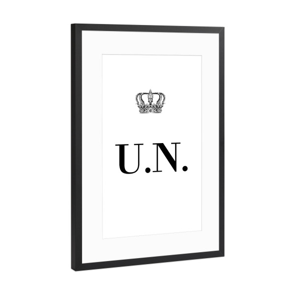 Poster mit Rahmen Schwarz (Metallic) "King UN" artboxONE - Schwarzweiß,Buchstaben