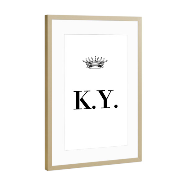 Poster mit Rahmen Gold "Queen KY" artboxONE - Schwarzweiß,Buchstaben