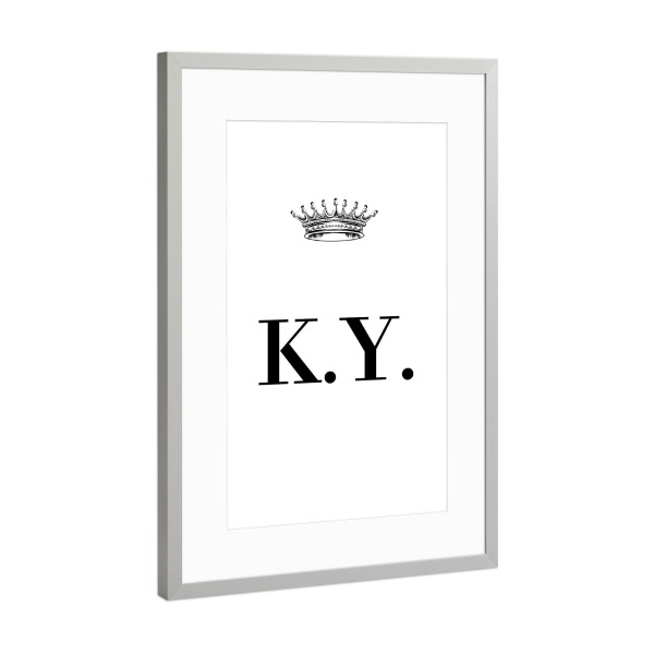 Poster mit Rahmen Silber "Queen KY" artboxONE - Schwarzweiß,Buchstaben