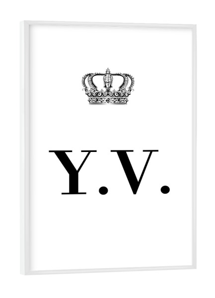 Poster mit weißem Rahmen "King YV" artboxONE - Schwarzweiß,Buchstaben