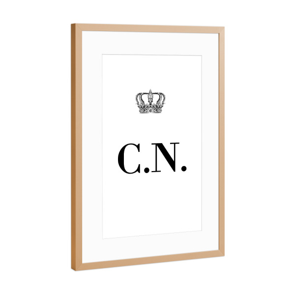 Poster mit Rahmen Kupfer "King CN" artboxONE - Schwarzweiß,Buchstaben