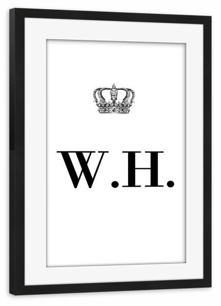 Poster mit Rahmen schwarz "King WH" artboxONE - Schwarzweiß,Buchstaben