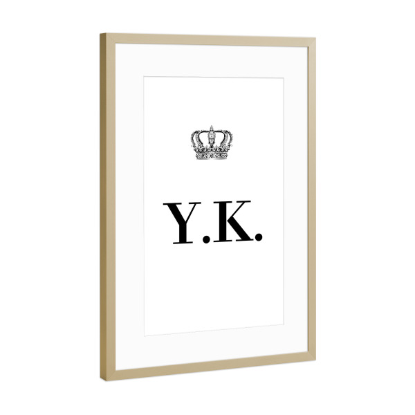 Poster mit Rahmen Gold "King YK" artboxONE - Schwarzweiß,Buchstaben