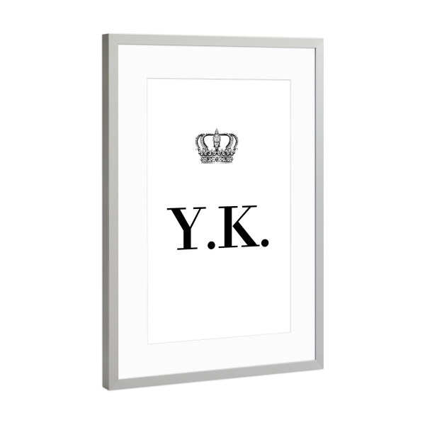 Poster mit Rahmen Silber "King YK" artboxONE - Schwarzweiß,Buchstaben