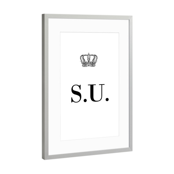 Poster mit Rahmen Silber "King SU" artboxONE - Schwarzweiß,Buchstaben