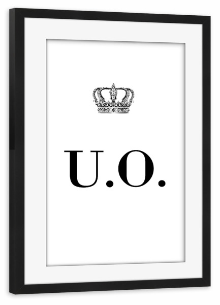Poster mit Rahmen schwarz "King UO" artboxONE - Schwarzweiß,Buchstaben
