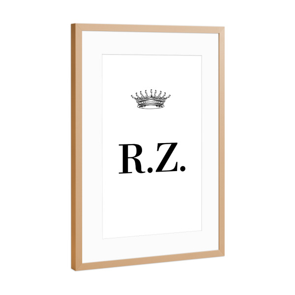 Poster mit Rahmen Kupfer "Queen RZ" artboxONE - Schwarzweiß,Buchstaben