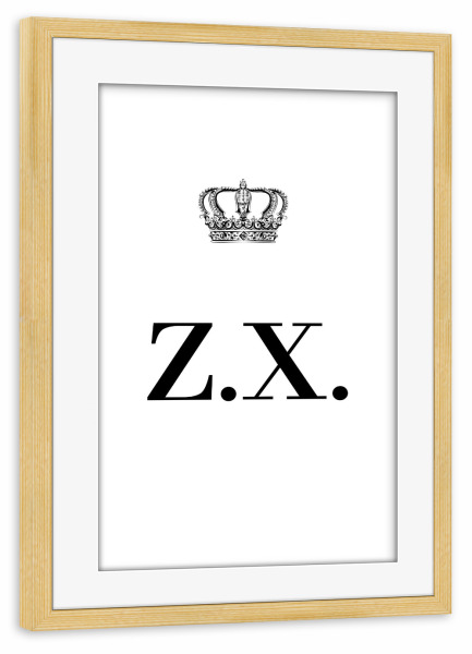Poster mit Rahmen kiefer "King ZX" artboxONE - Schwarzweiß,Buchstaben