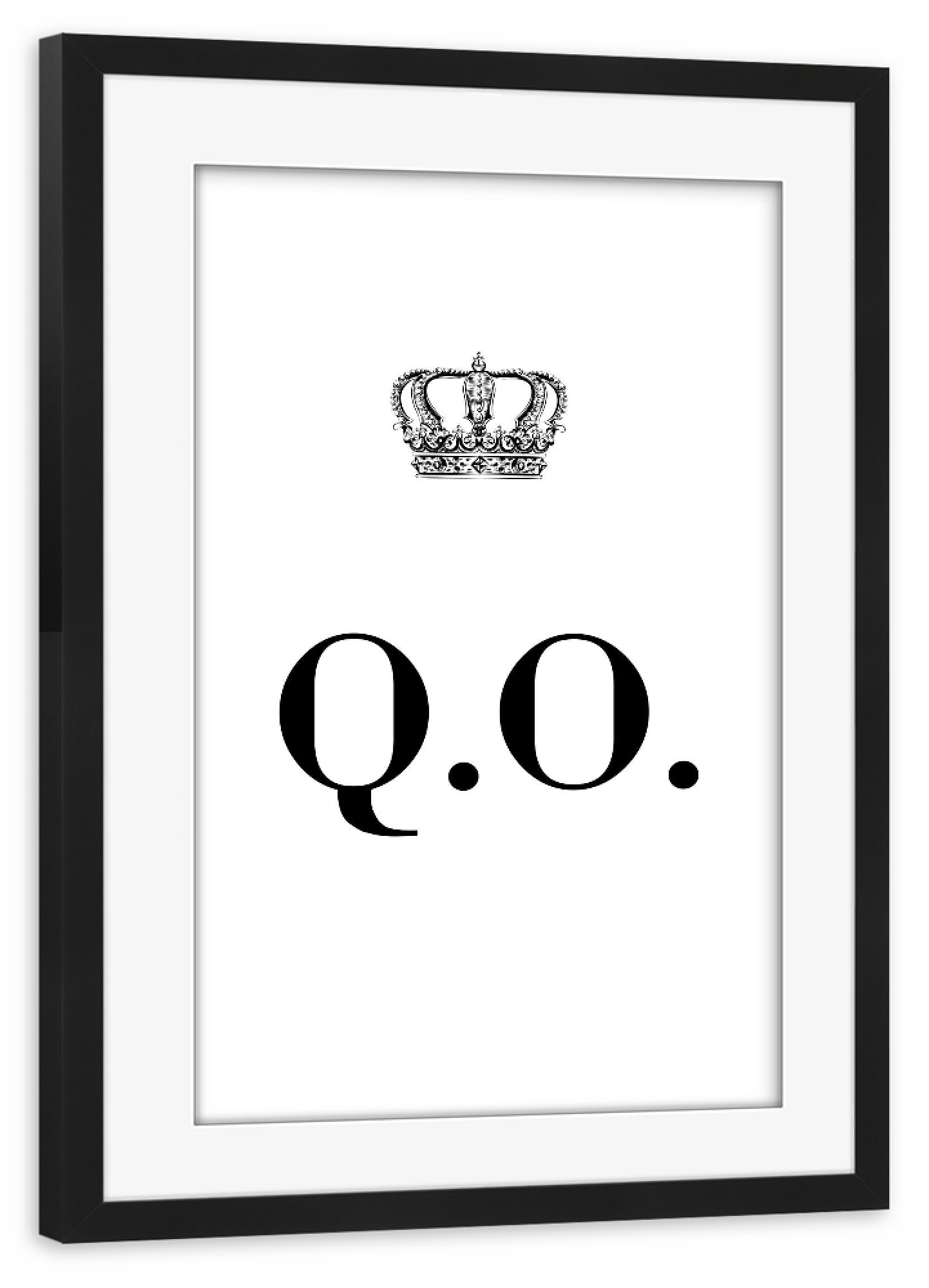 Poster mit Rahmen schwarz "King QO" artboxONE - Schwarzweiß,Buchstaben