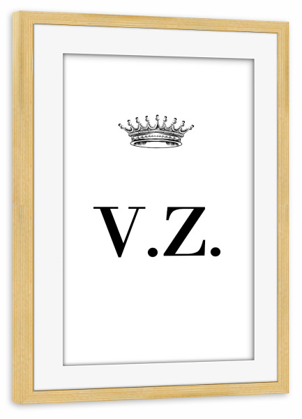 Poster mit Rahmen kiefer "Queen VZ" artboxONE - Schwarzweiß,Buchstaben