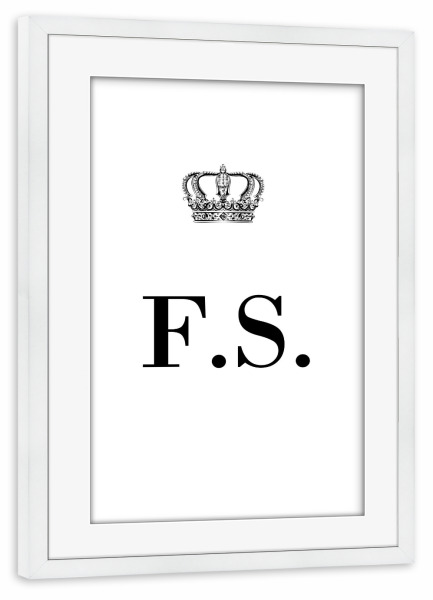 Poster mit Rahmen weiß "King FS" artboxONE - Schwarzweiß,Buchstaben